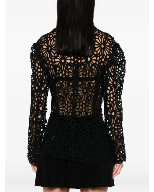 Norma Kamali Jack Met Enkele Rij Knopen En Bloemenpatroon in het Black