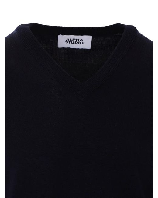 Pull À Col V Alpha Studio pour homme en coloris Blue
