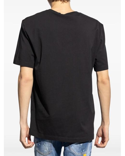DSquared² Black Logo-Appliquéd Cotton T-Shirt for men