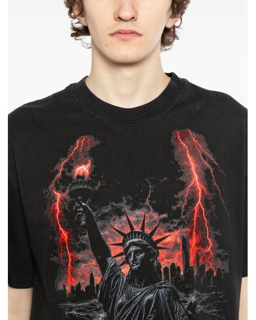 Melt Black Statue Graphic T-Shirt for men