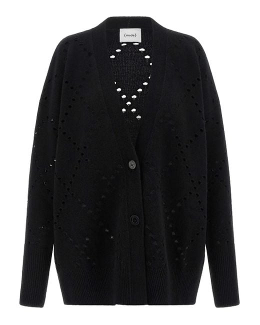 Cardigan A Rombi Con Dettaglio Cut-Out di Nude in Blue