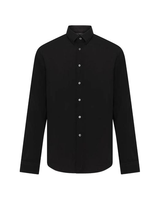 Low Brand Black Button-Down Long-Sleeve Shirt for men