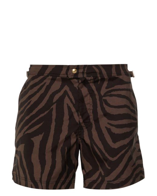 Tom Ford Black Zebra-print Swim Shorts for men