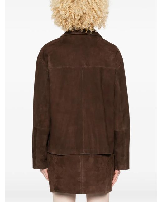 Arma Brown Flore Flap-Pocket Suede Jacket