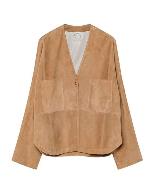 Chaqueta de ante con bolsillo de parche Forte Forte de color Natural