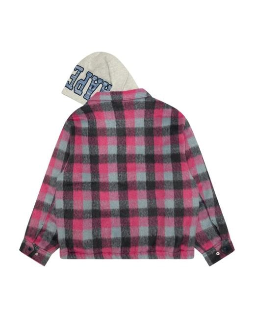 Aape By A Bathing Ape Purple Checked Zip-Up Jacket for men