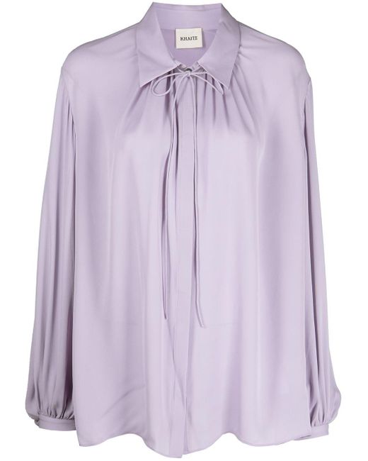 Khaite Purple Tie-fastened Silk Blouse