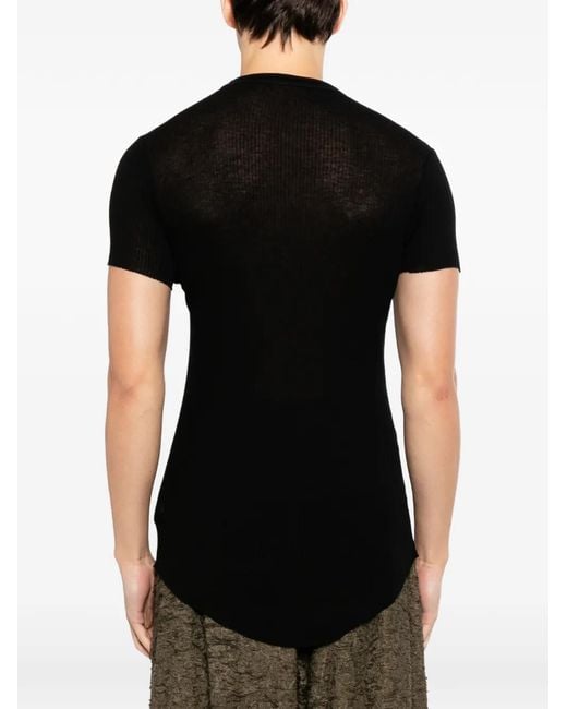 Julius Black Ribbed T-Shirt for men