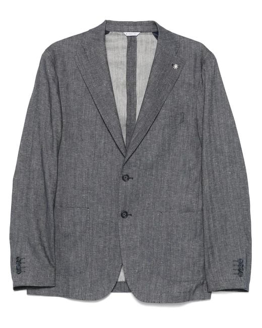 Manuel Ritz Gray Brooch-Detail Blazer for men