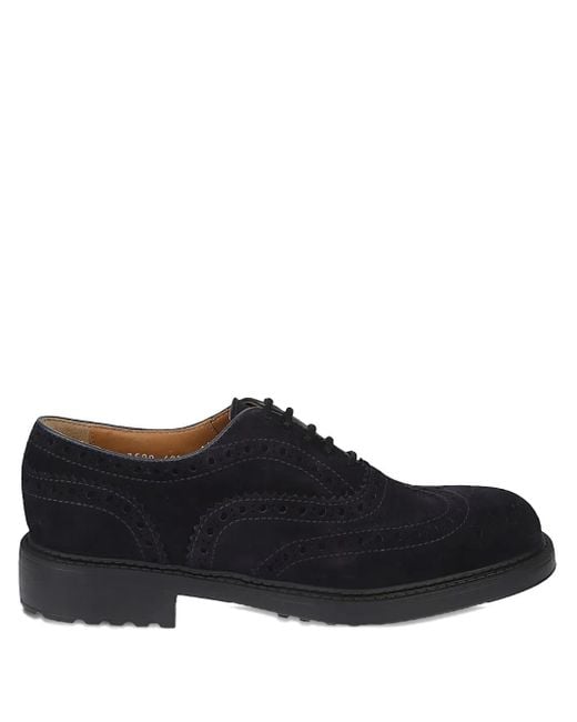 Doucal's Black Perforated Suede Derby Shoes for men