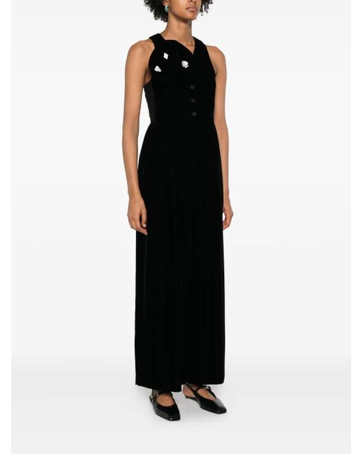 Emporio Armani Black Button-Fastening V-Neck Jumpsuit