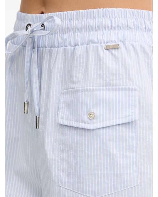 Fracomina White Striped Drawstring Shorts