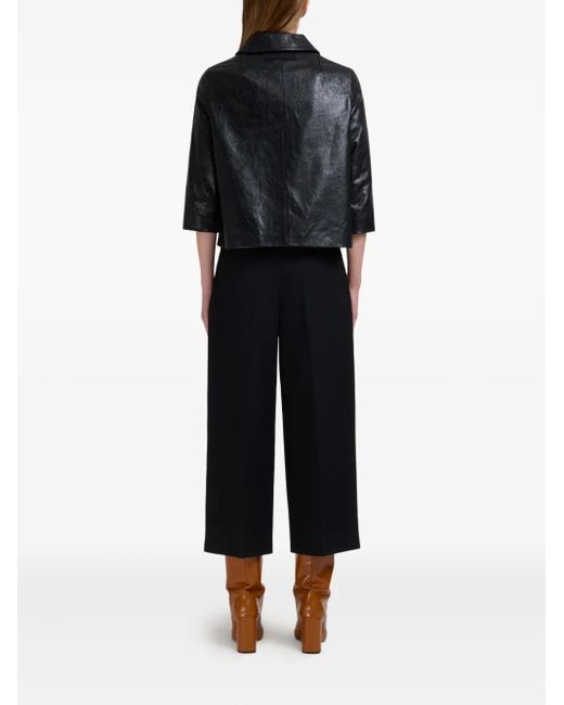 Marni Button-Up Cropped Leren Jack in het Black