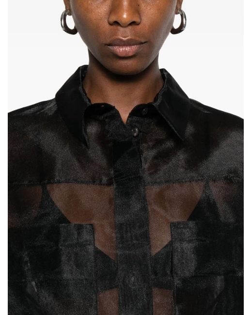IRO Black Sheer-Hemd mit Einsätzen