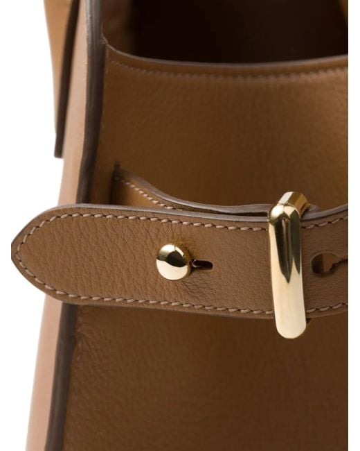 Prada Brown Leather Tote Hand Bag With Logo