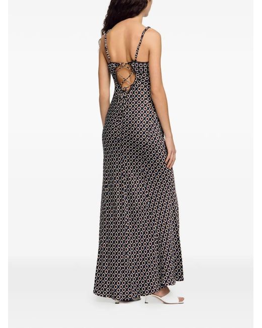Sandro Purple Maxi Printed Lace-Up Dress