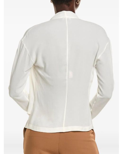 Brunello Cucinelli White Draped Cowl-Neck Blouse