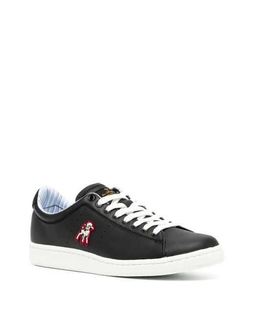 Undercover Black Logo-Patch Leather Sneakers for men