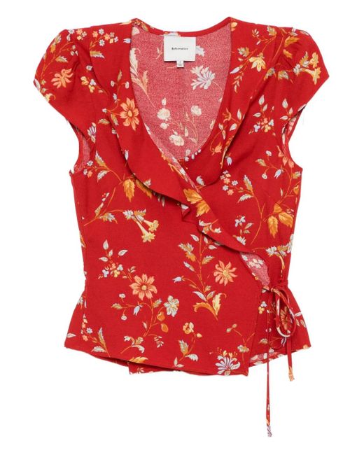 Reformation Clemence Blouse in het Red