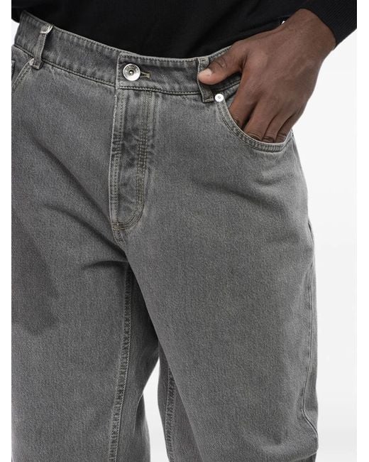 Brunello Cucinelli Gray Straight-Leg Five-Pocket Jeans for men