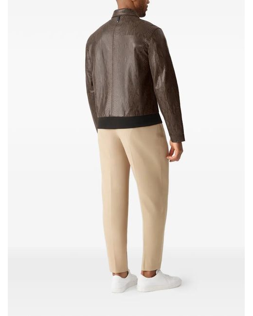 Mackage Brown Jakari-Snk Snakeskin-Effect Zipped Leather Jacket for men