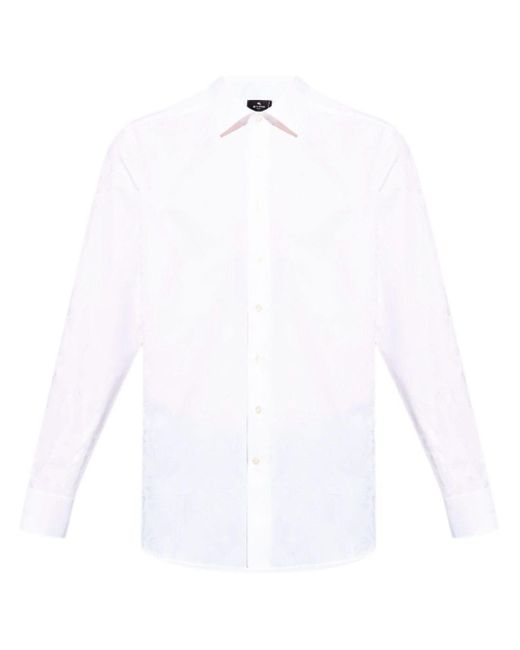 Etro White Floral-print Cotton Shirt for men