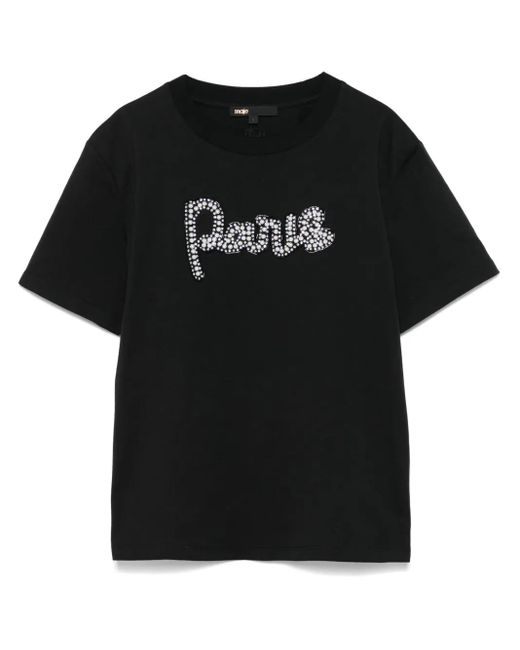 Maje Black Embroidered T-Shirt
