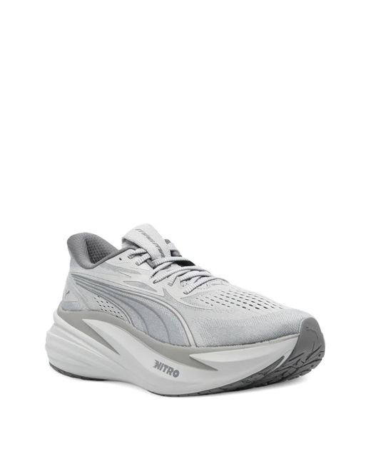 PUMA White Magmax Nitro 2 Perforated Panelled Sneakers for men