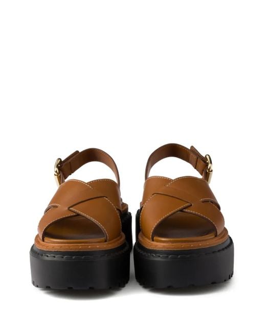Prada Leren Sandalen in het Brown