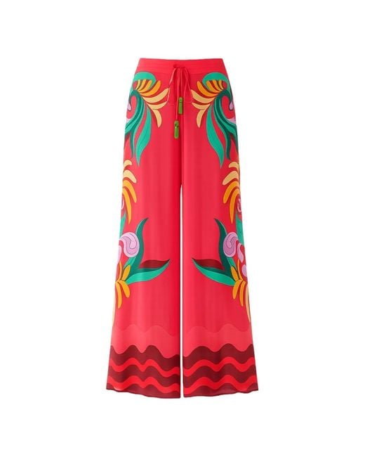 Farm Rio Red Graphic-Print Palazzo Pants