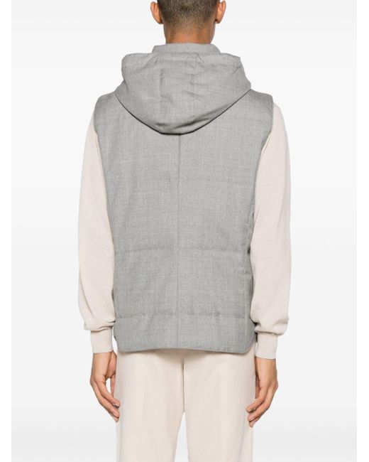 Brunello Cucinelli Gray Wool-blend Down Vest for men