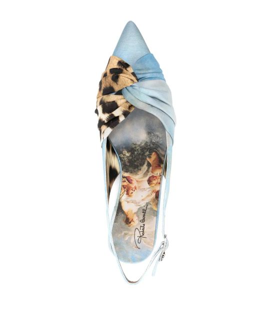 Roberto Cavalli Multicolor Slingback With Wild Leda Print