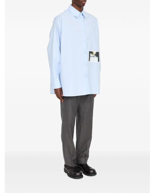 MM6 by Maison Margiela Blue Graphic-Print Button-Down Shirt for men