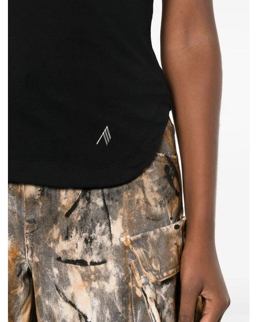 The Attico Black Lace-Up Racerback Tank Top