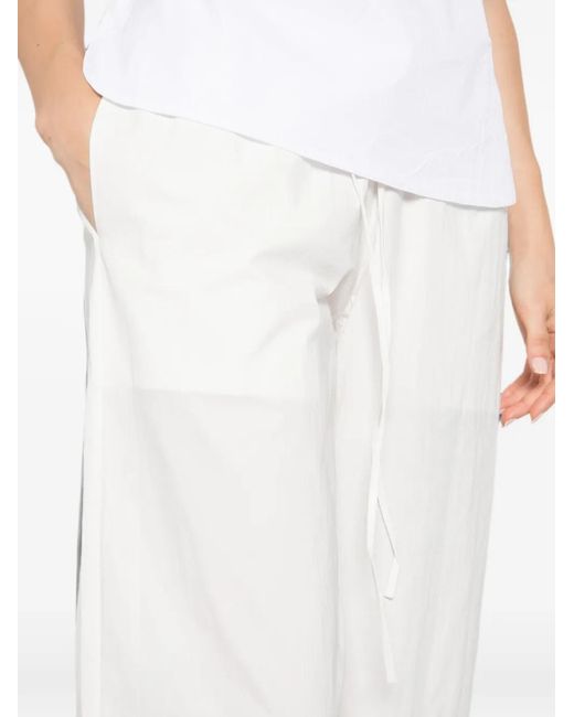 St. Agni White Drawstring-Fastening Cropped Pants