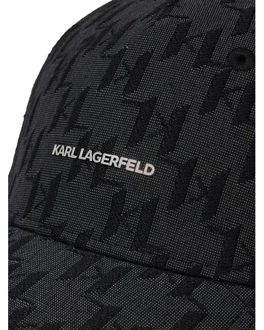 Karl Lagerfeld Black Monogram-Jacquard Cap for men