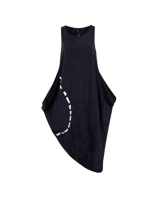 Maria Calderara Blue Crinkled-Finish Asymmetric Midi Dress