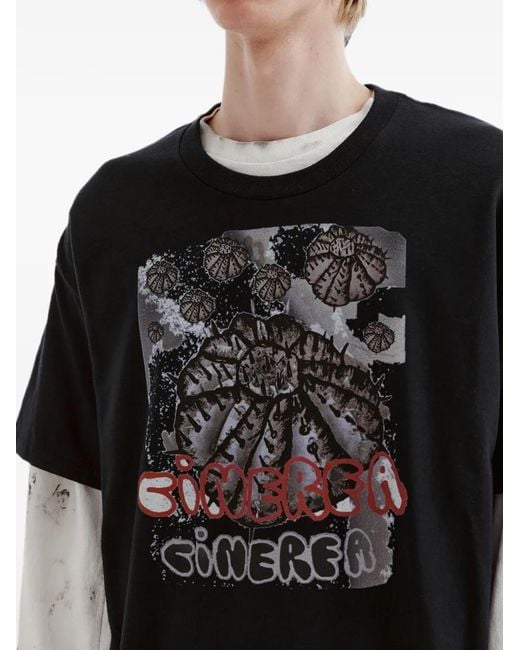 WESTFALL Black Graphic-Print Layered-Sleeve T-Shirt for men