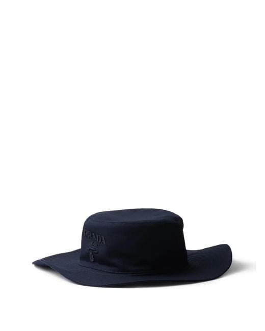 Prada Blue Wide-Brimmed Drill Hat for men