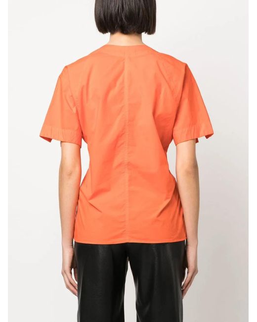 Henrik Vibskov Orange Blouse Nouée À Manches Courtes