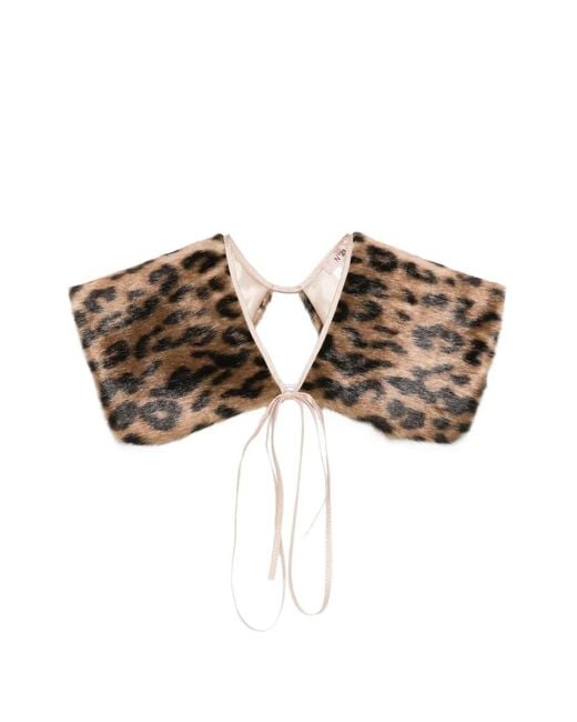 N°21 Brown Leopard-Print Faux-Fur Collar