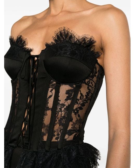 Moschino Black Floral-lace Corset Blouse
