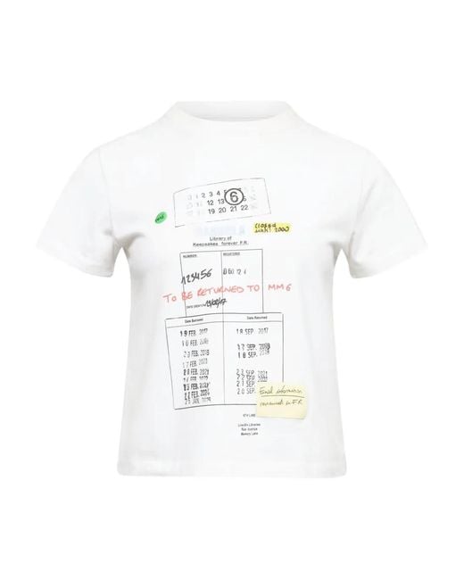 MM6 by Maison Margiela White Crew-Neck Graphic T-Shirt