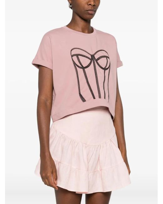 Hamza Pink Corset-Print T-Shirt