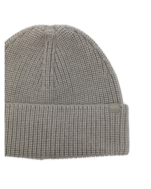 Paul & Shark Gray Ribbed Beanie for men