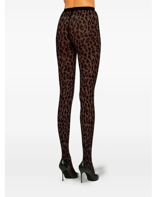 Wolford Black Leopard-Print Tights