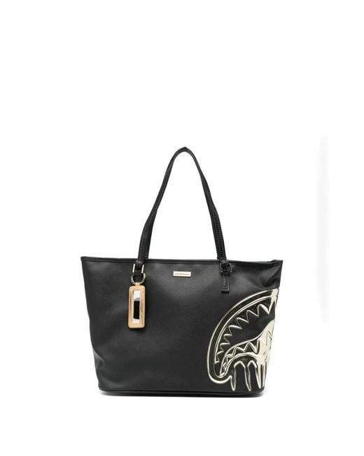 Sprayground Black Heart-Motif Tote Bag