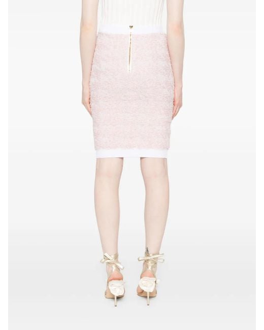 Balmain ツイード ペンシルスカート Pink