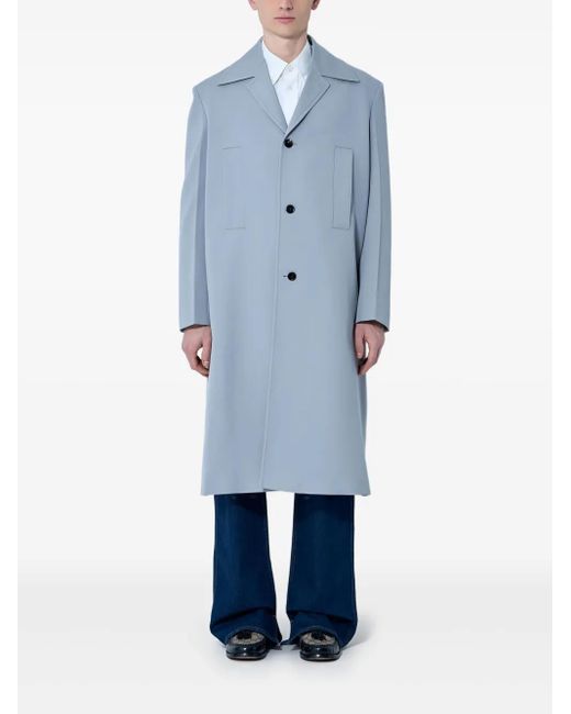 Gucci Blue Notched-Lapel Wool Coat for men
