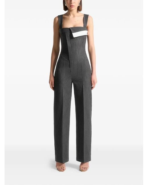 Manière De Voir Women's Black Camille Detachable-Straps Pinstripe Jumpsuit